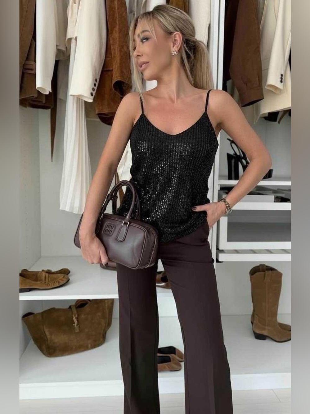 JASMINE SEQUIN STRAP CAMI TOP